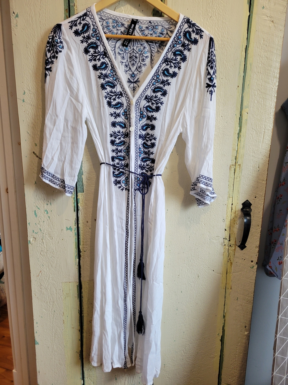 White Embroidered Sheer Maxi Overlay Dress *See Notes